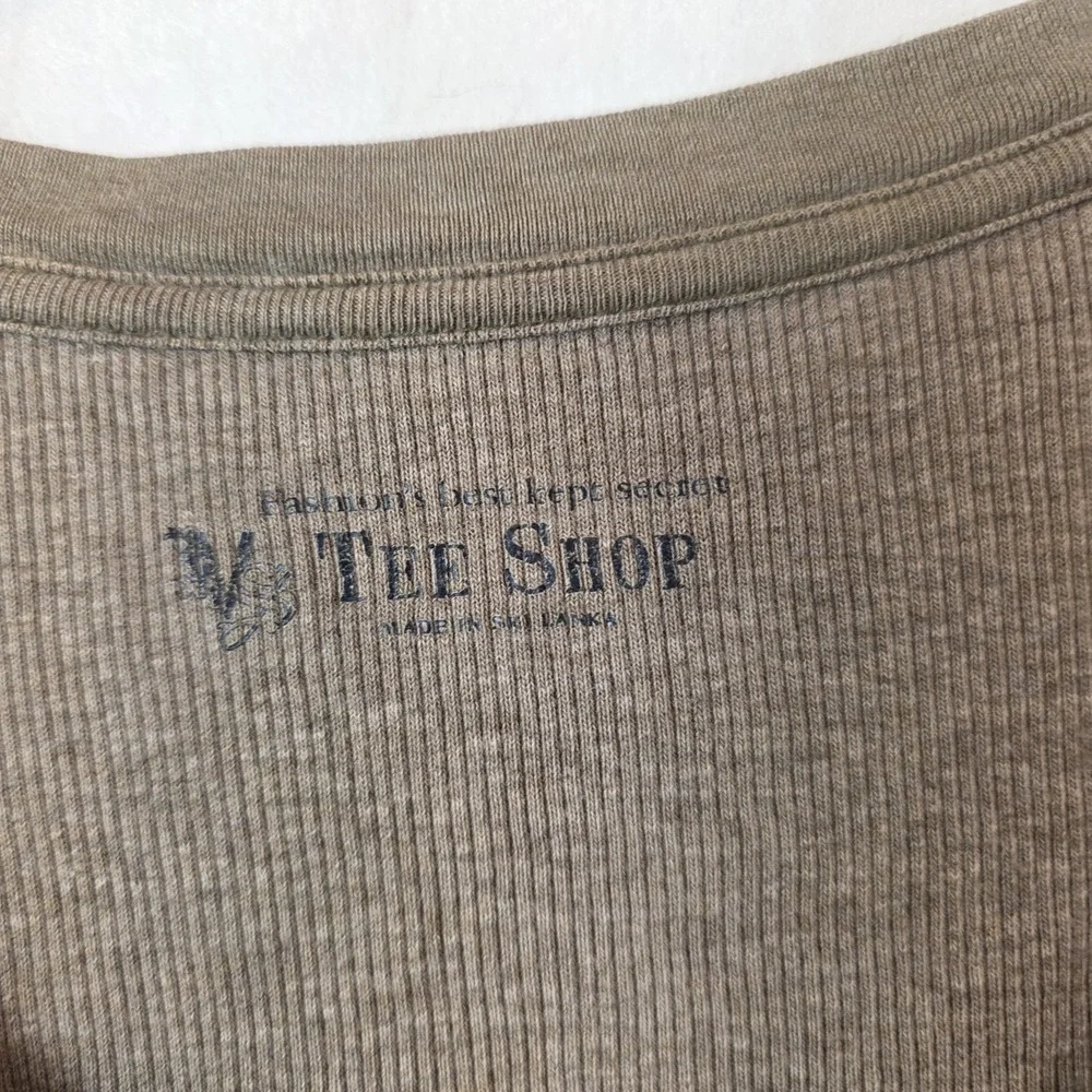 V Tee Shop women's long sleeve ribbed vneck y2k bella brown large - Picture 7 of 7